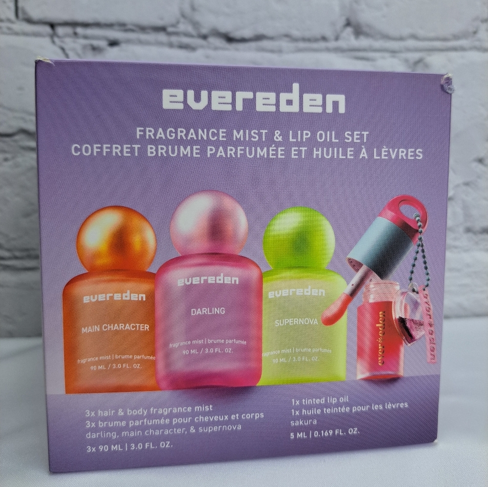 EVEREDEN FRAGRANCE 4-PIECE GIFT SET HAIR & BODY MIST, TINTED LIP OIL, VEGAN - Picture 16 of 16